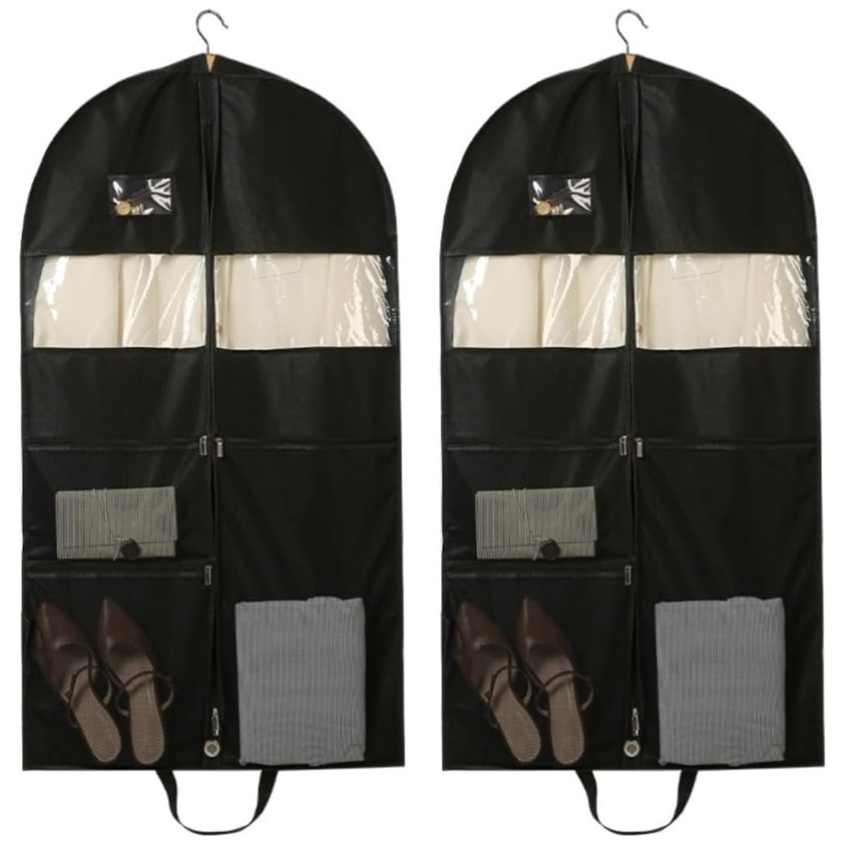 2pcs Hanging Closet Garment Dust Cover Storage Bag Clothes Protector Organizer