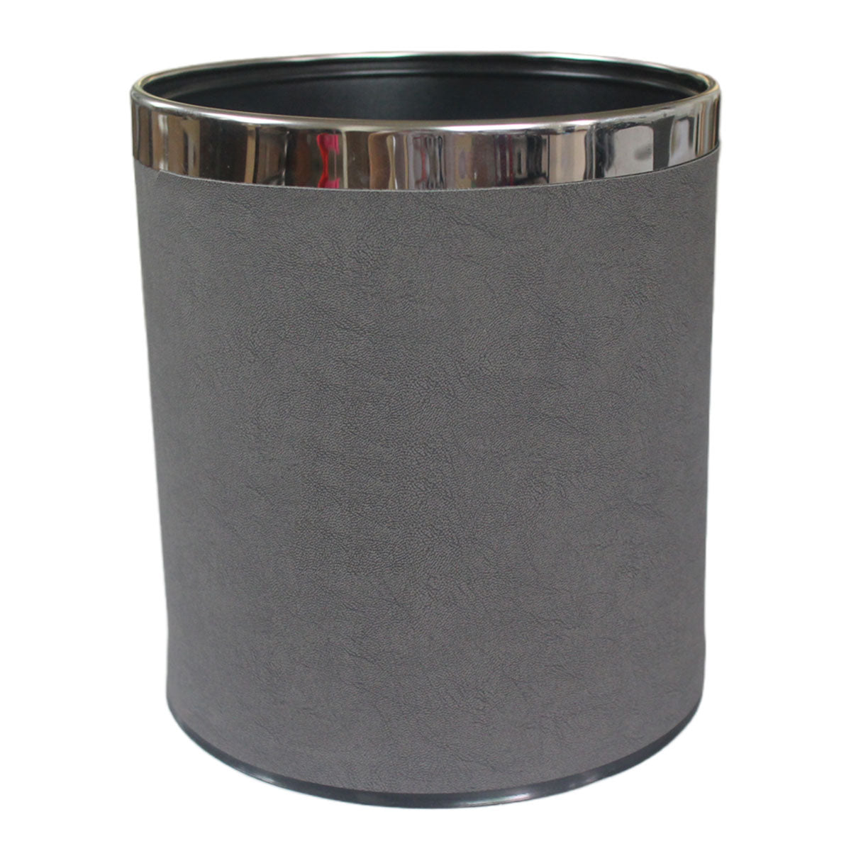Leather Wastebasket with Metal Lining for Hotel and Office