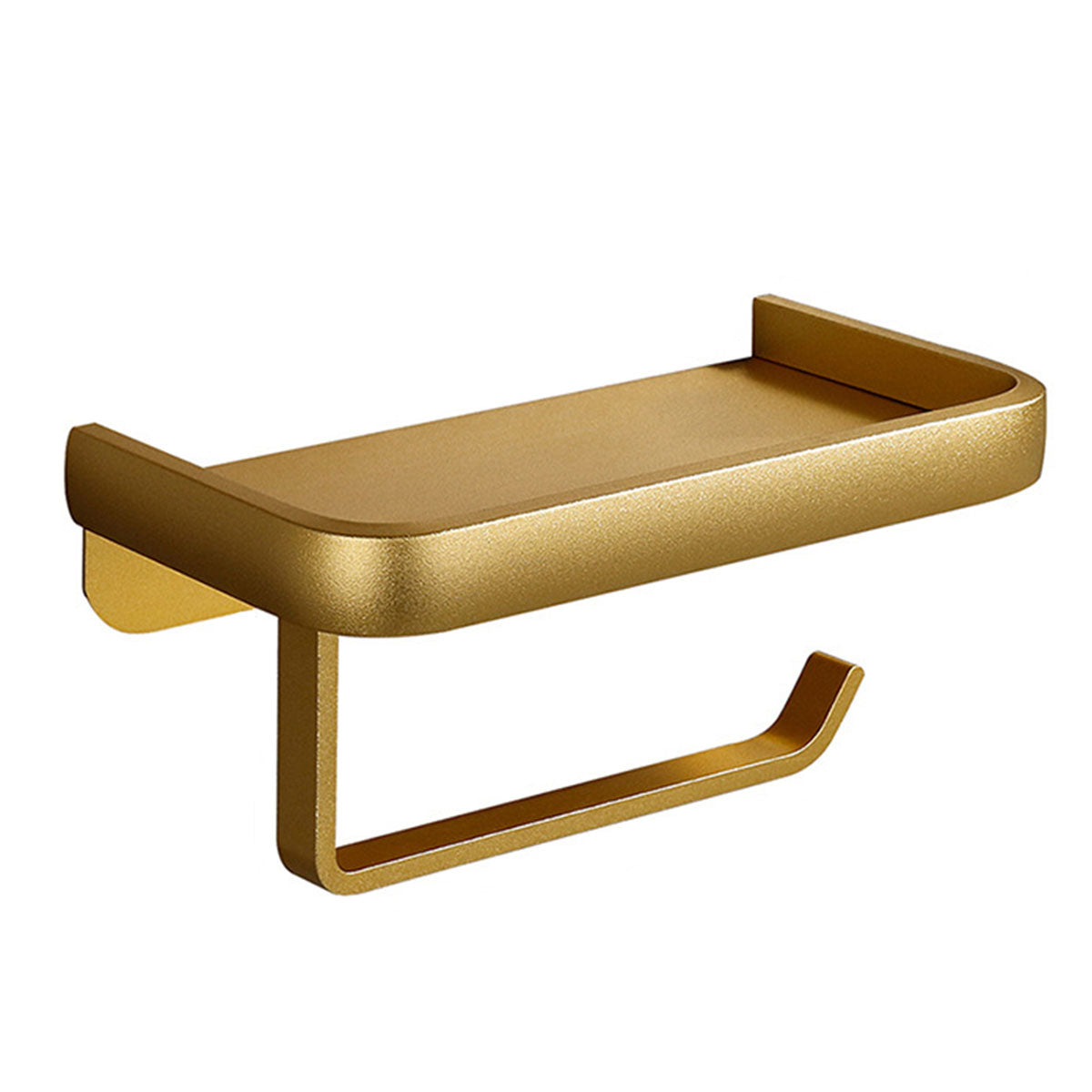 Wall Mounted Aluminum Toilet Paper Holder Non-perforated Tissue Cell Phone Shelf