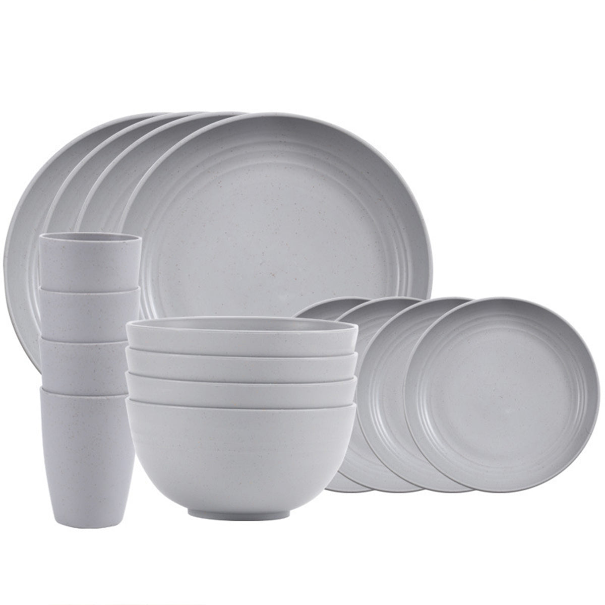 Wheat Straw Plates Bowls Cups Eco Tableware Set, 16 Pcs
