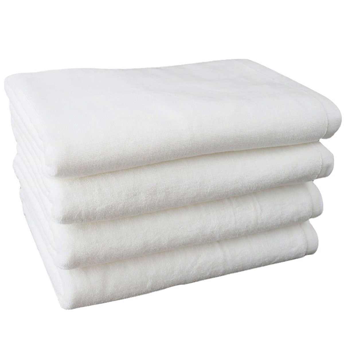 6 Pcs White Cotton Hotel Bath Towels Soft
