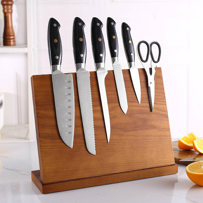 Wooden Magnetic Knife Holder with Grip Base