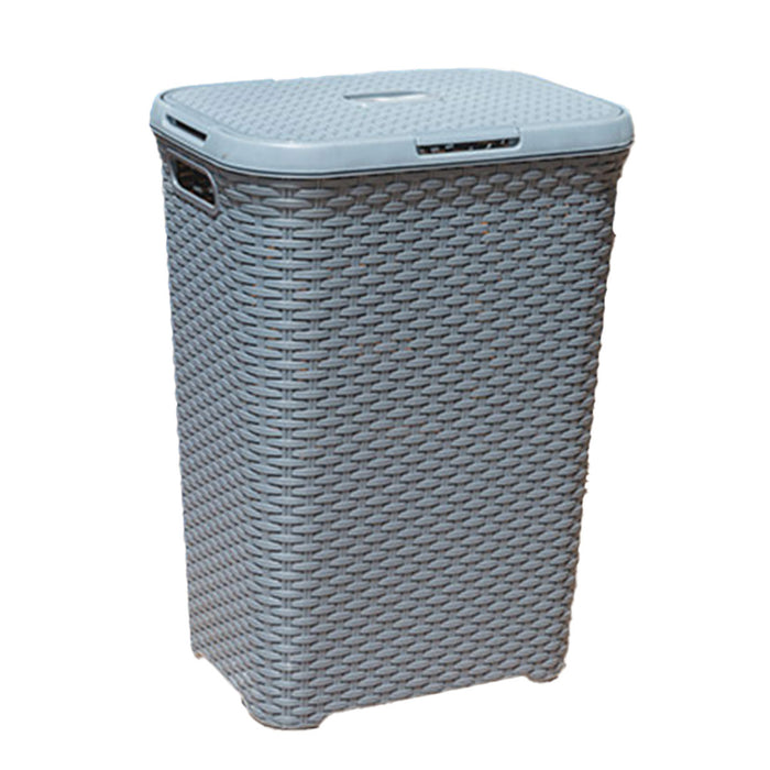 Plastic Laundry Basket with Rattan Pattern