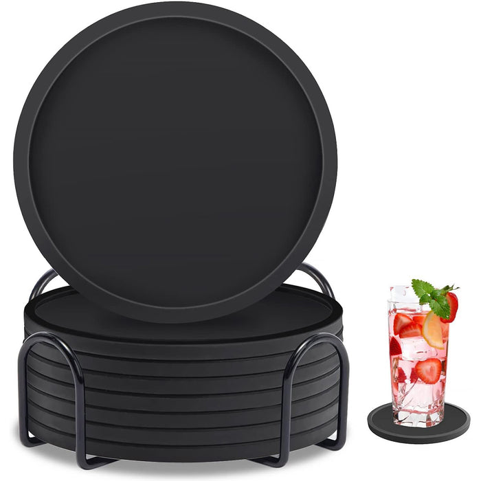 12 Pcs Silicone Coasters with Metal Holder
