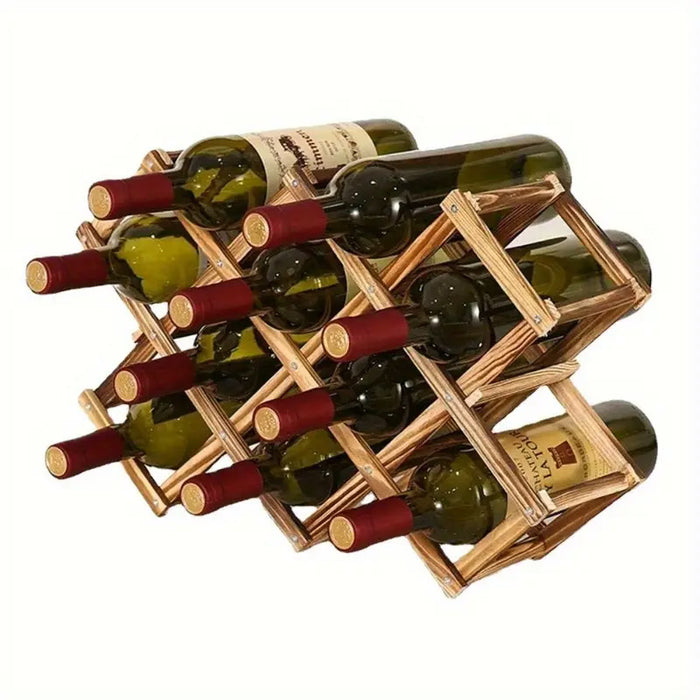Wooden Wine Bottle Rack with Folding Design