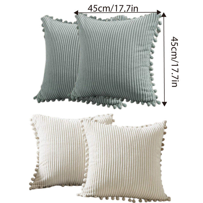 2 Pcs Cushion Covers with Corduroy Texture