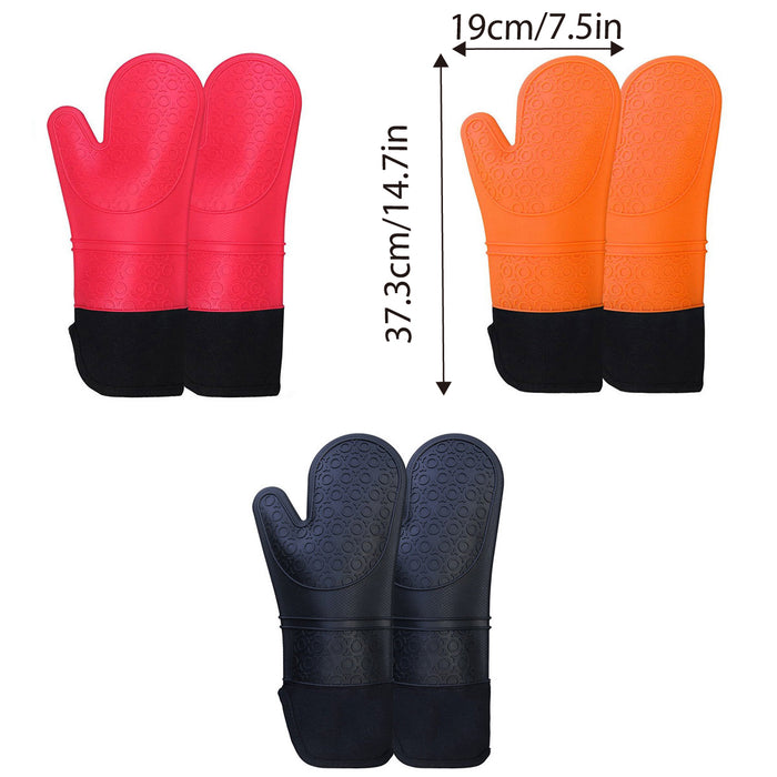 2 Pcs Silicone Oven Mitts with Fabric Lining