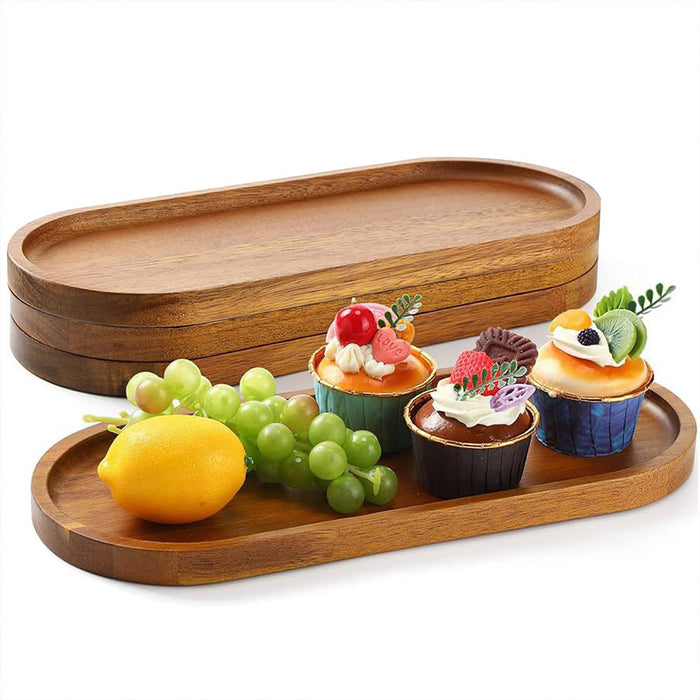8 Pcs Wooden Serving Trays with Raised Rims