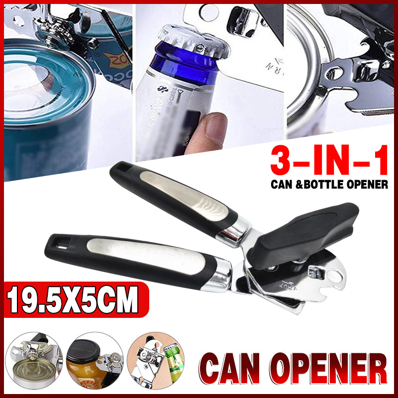 3-in-1 Can and Bottle Opener Stainless Steel Heavy Duty