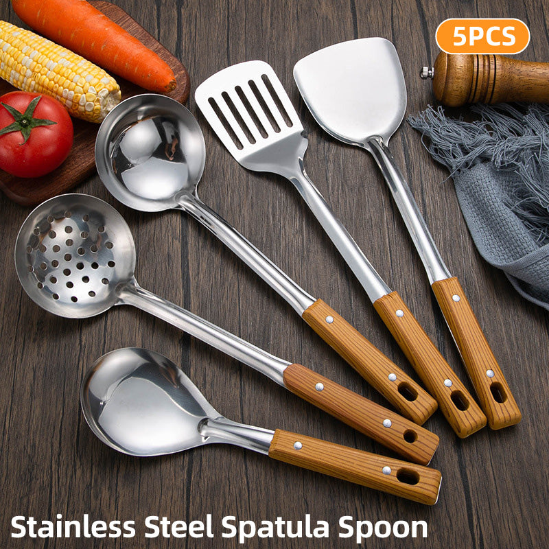 5 Pcs Stainless Steel Spatula Soup Spoon Kitchenware Set for Cooking