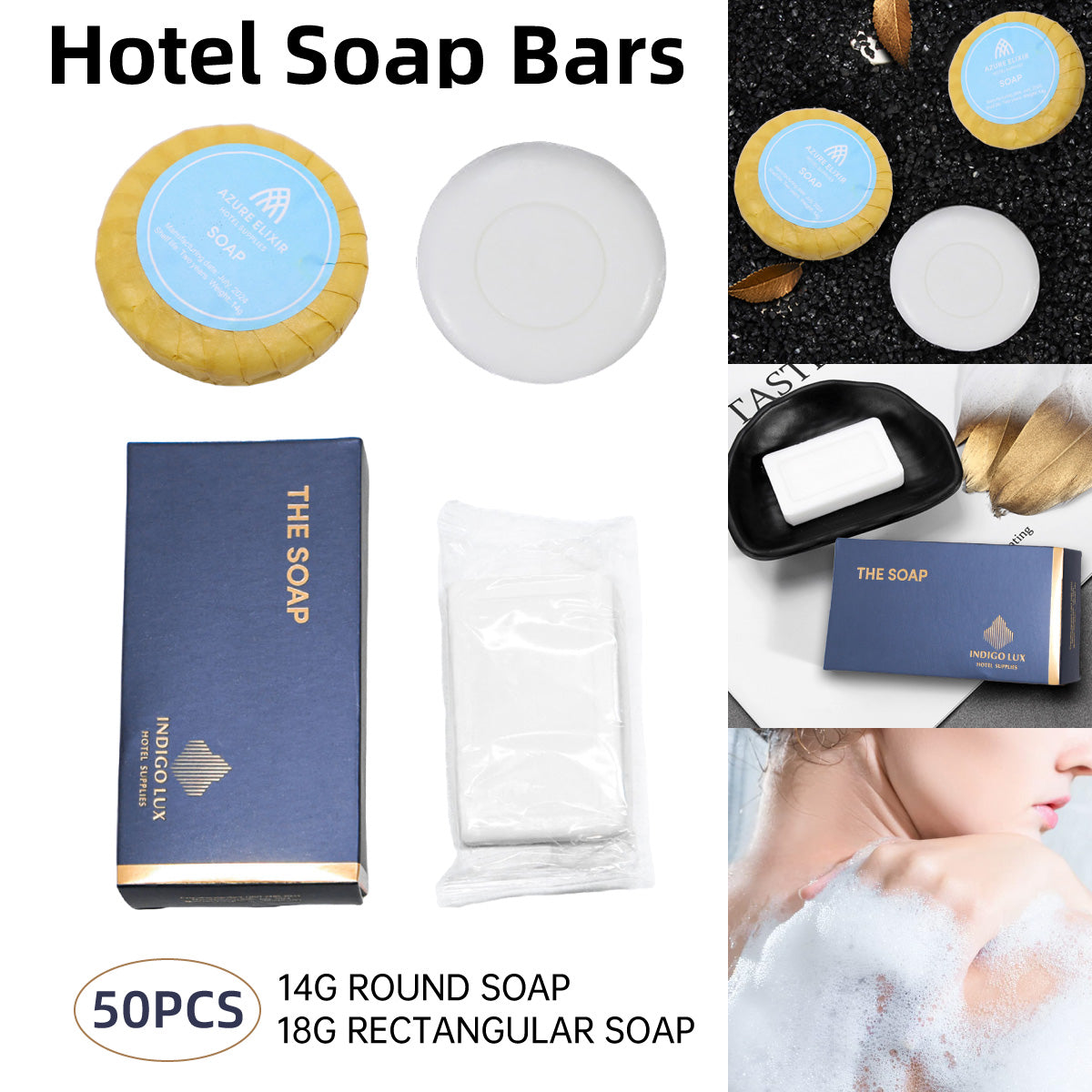 50pcs Guest Soap Bars for Hotel Bathroom Travel Toiletries Kit