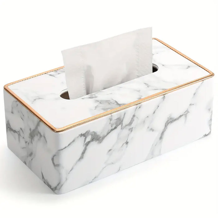 Tissue Box Cover with Marble Pattern Finish
