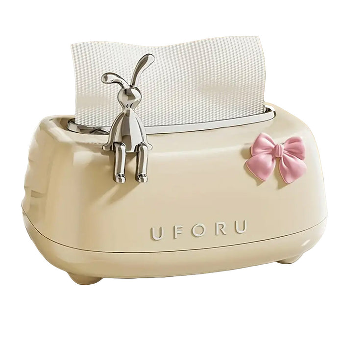 Tissue Box Dispenser with Rabbit Decoration