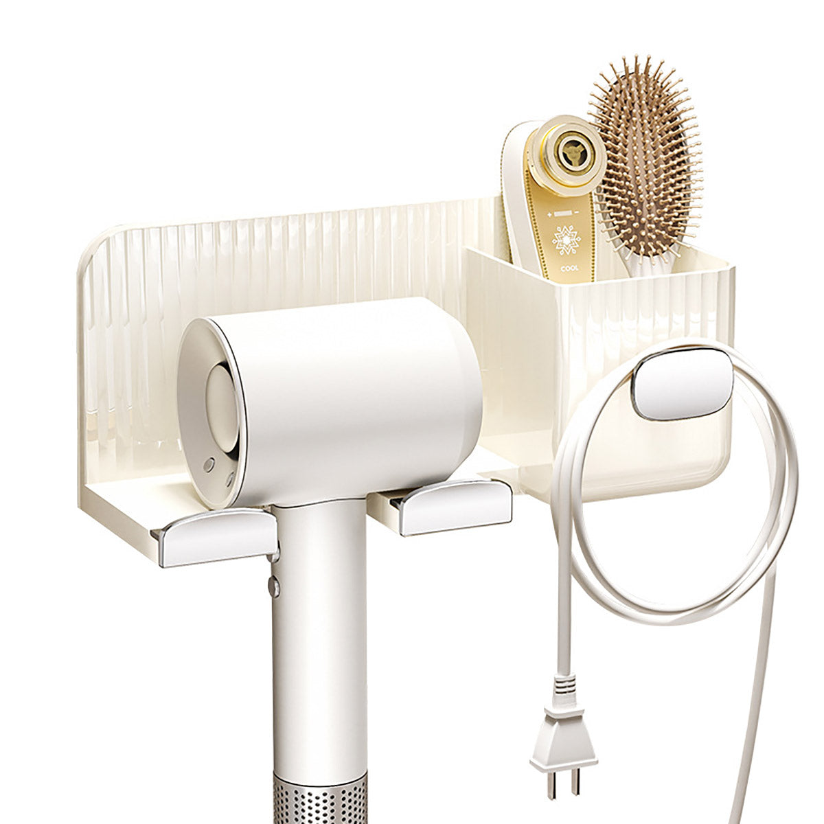 Hair Dryer Holder with Brush Storage Space