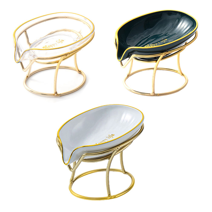 Soap Dish with Tilted Tray and Metal Stand