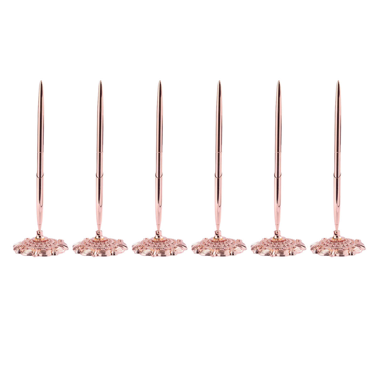 6pcs Black Ballpoint Pen Set Plum Blossom Base Office Desk Signature Writing Pen