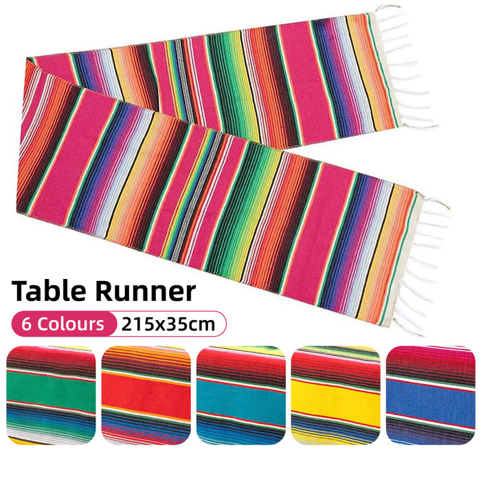 Cotton Table Runner with Colourful Stripes