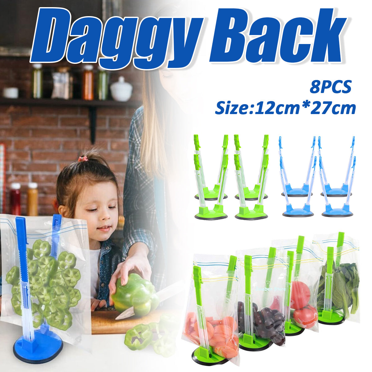 Kitchen Bag Holder Stand Plastic Storage Rack Set of 8