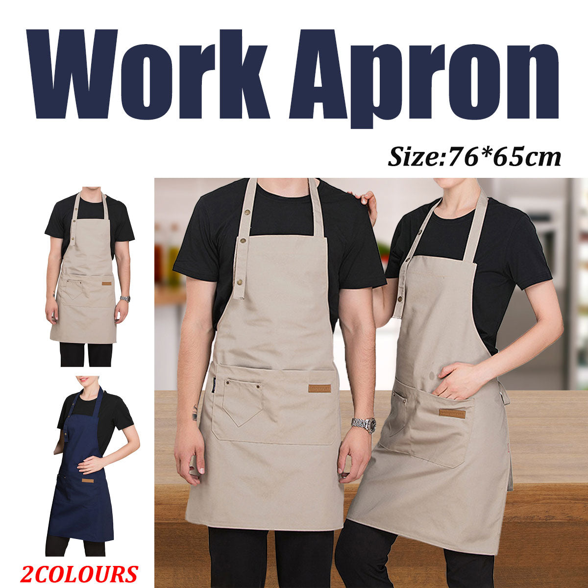 Cafe Restaurant Home Neck Hanging Waist Tie Apron Waterproof Adjustable Strap