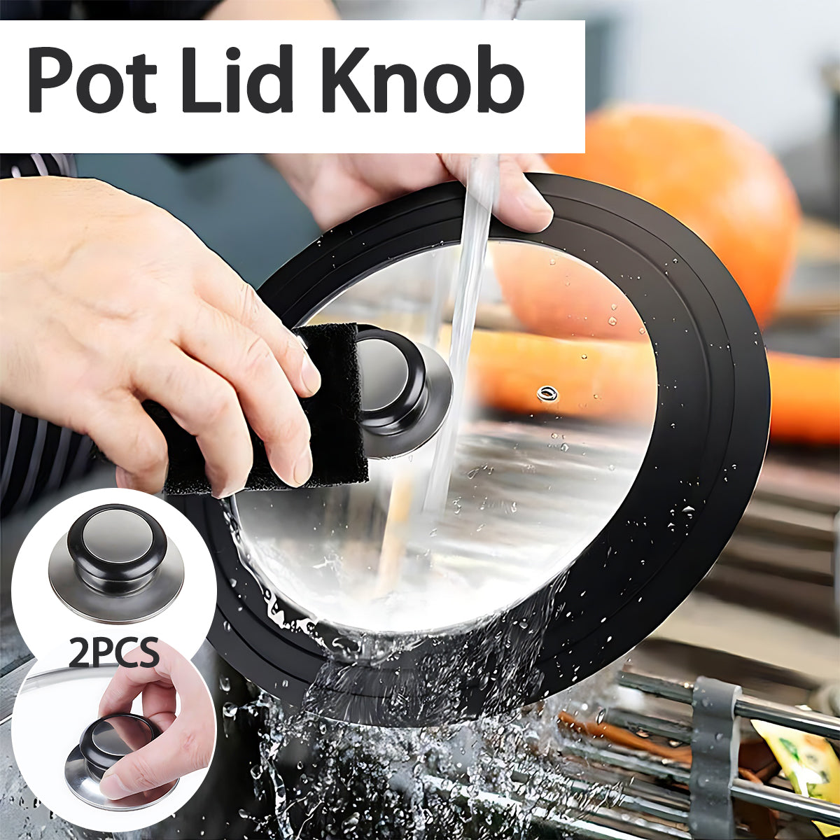 2pcs Stainless Steel Replacement Pot Lid Knob Handle Set for Cookware