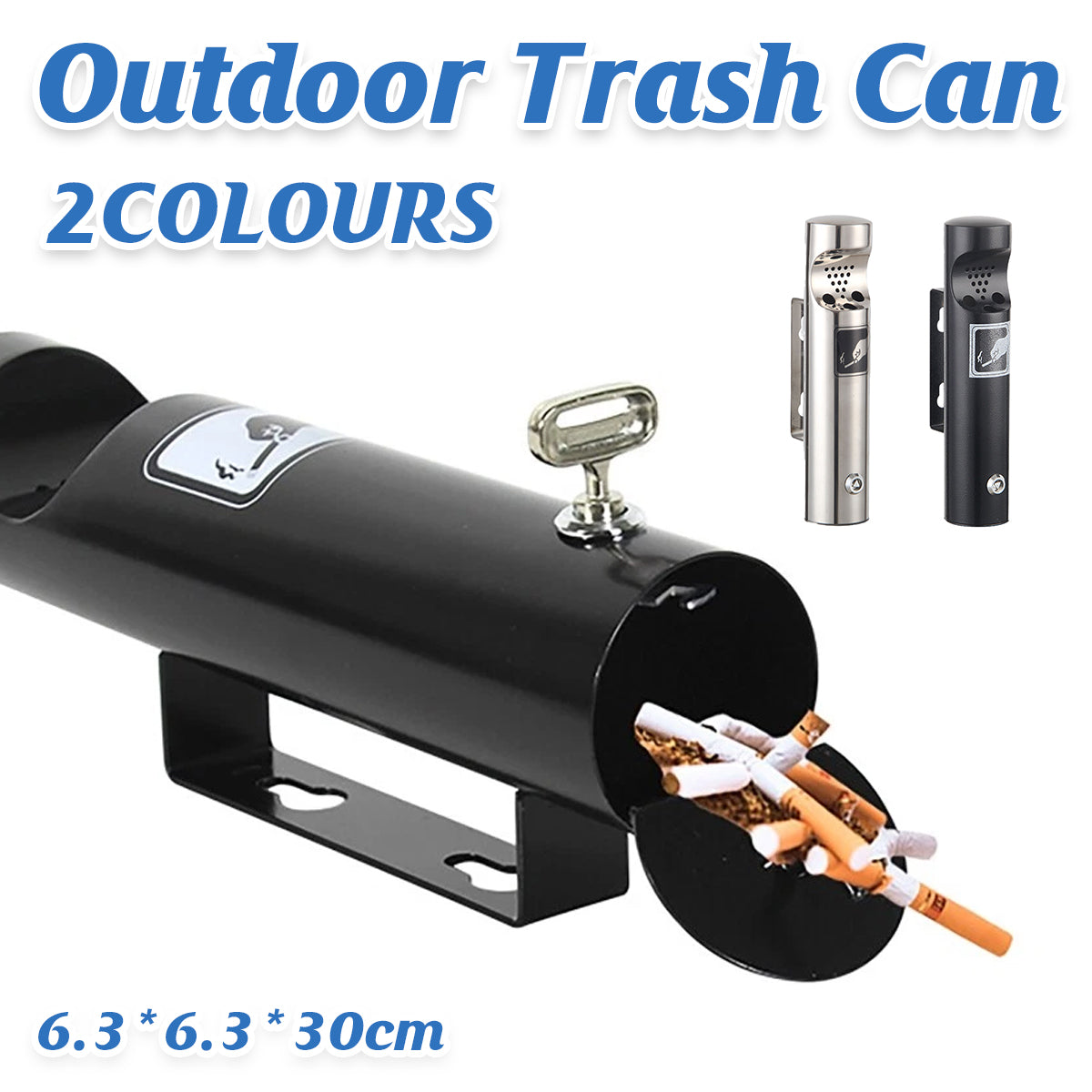 Vertical Ash Column Smoke Extinguishing Trash Can Outdoor Garbage Bin Fire Safe