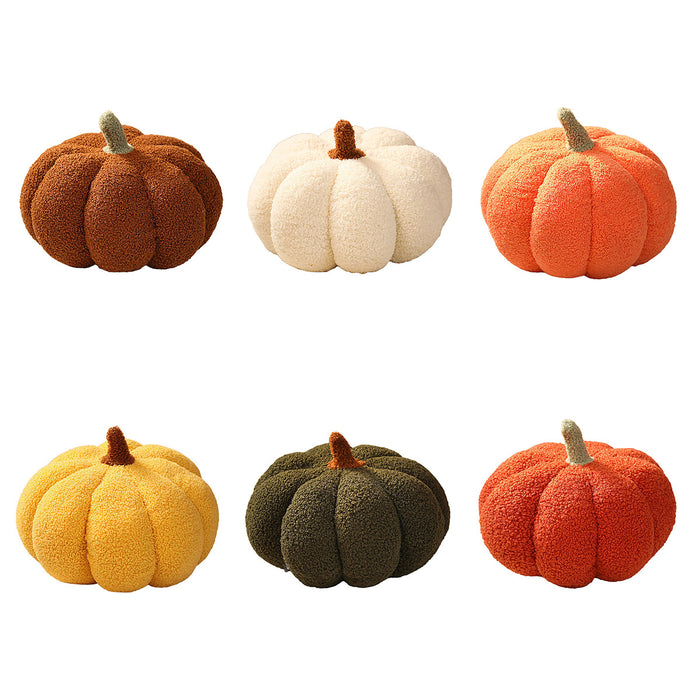 Plush Cushion with Rounded Pumpkin Shape