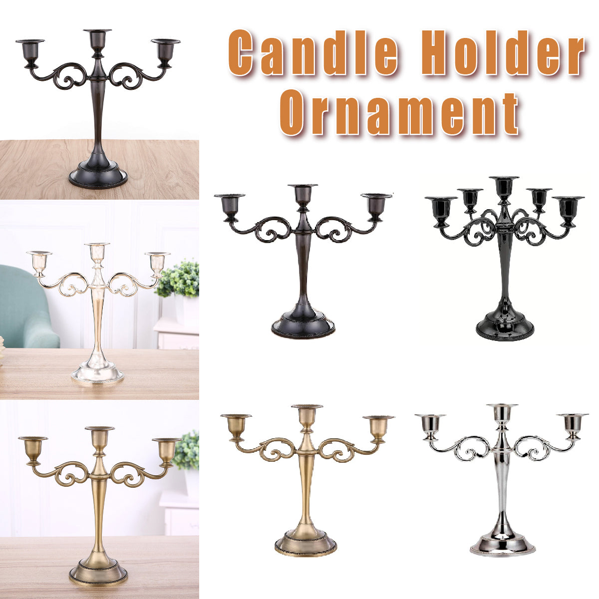 3/5 Arms Alloy Candle Holder Stand Candlesticks Candelabra Wedding Home Decor AU