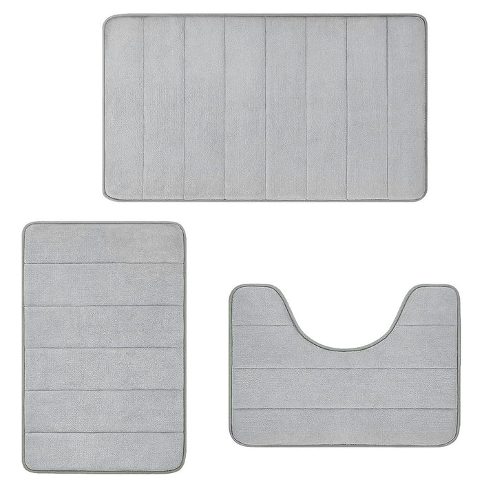 Striped Floor Mat Set Three Piece Bathroom Toilet