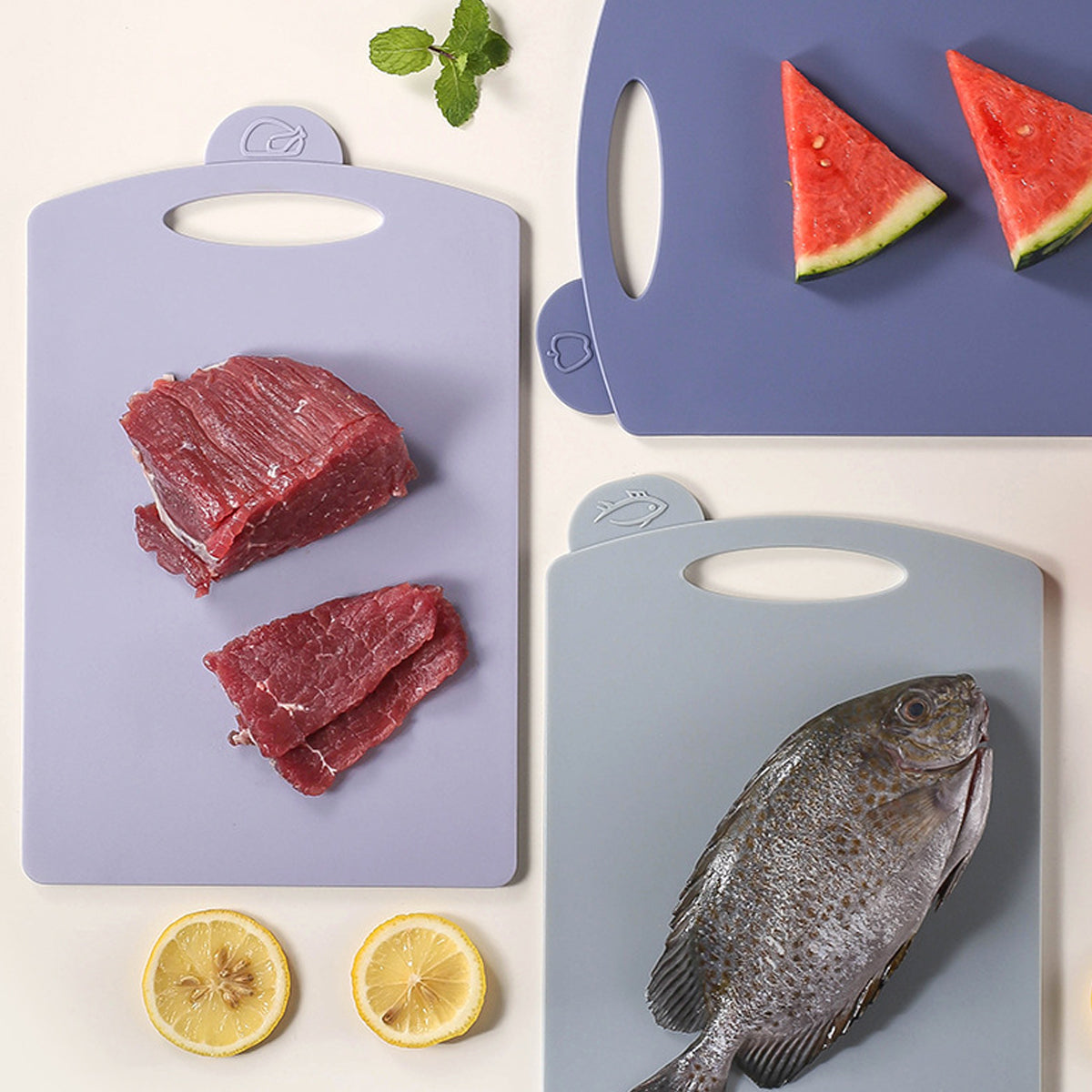 3pcs Classified Cutting Board Set With Storage Stand for Kitchen Prep