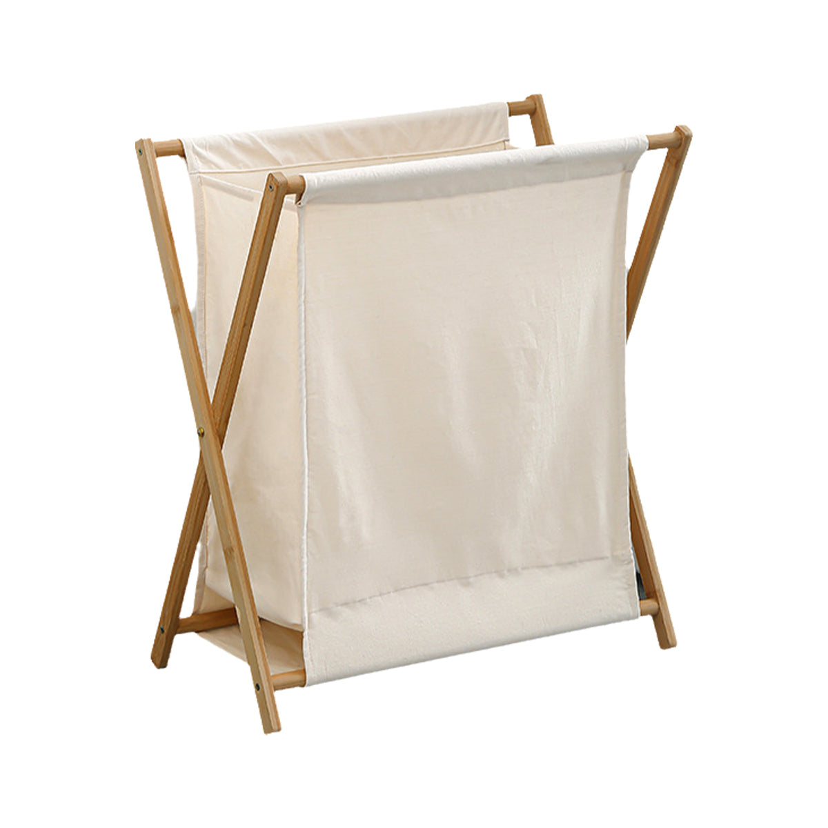 Wooden Collapsible Laundry Basket with Breathable Fabric
