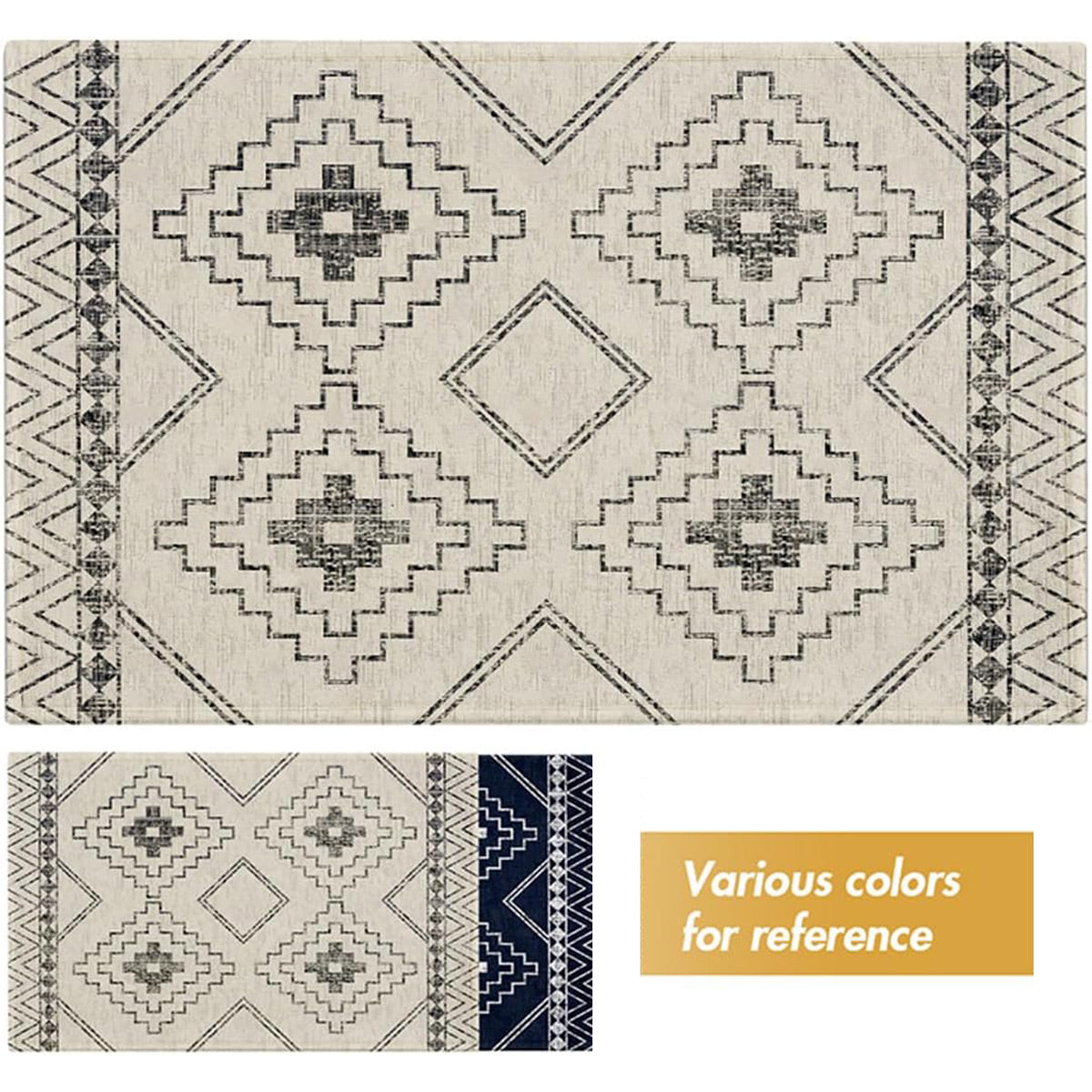Anti-Slip Entrance Mat Bamboo-Cotton Blend Geometric Design