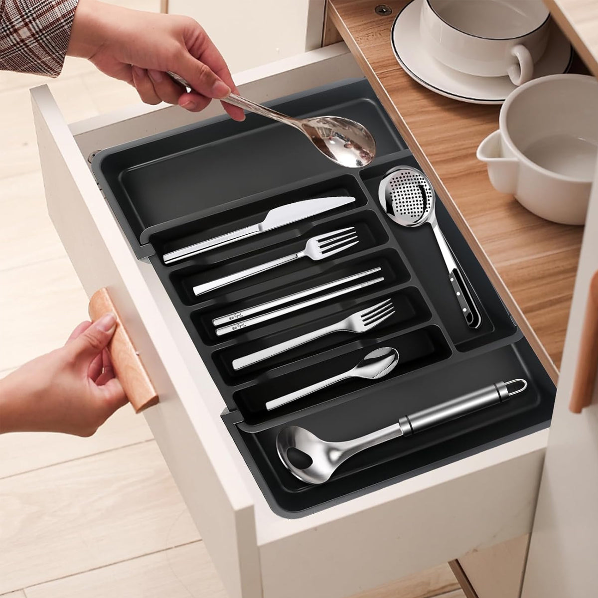 Expandable Cutlery Organizer Adjustable Silverware Drawer Storage Box Tray AU