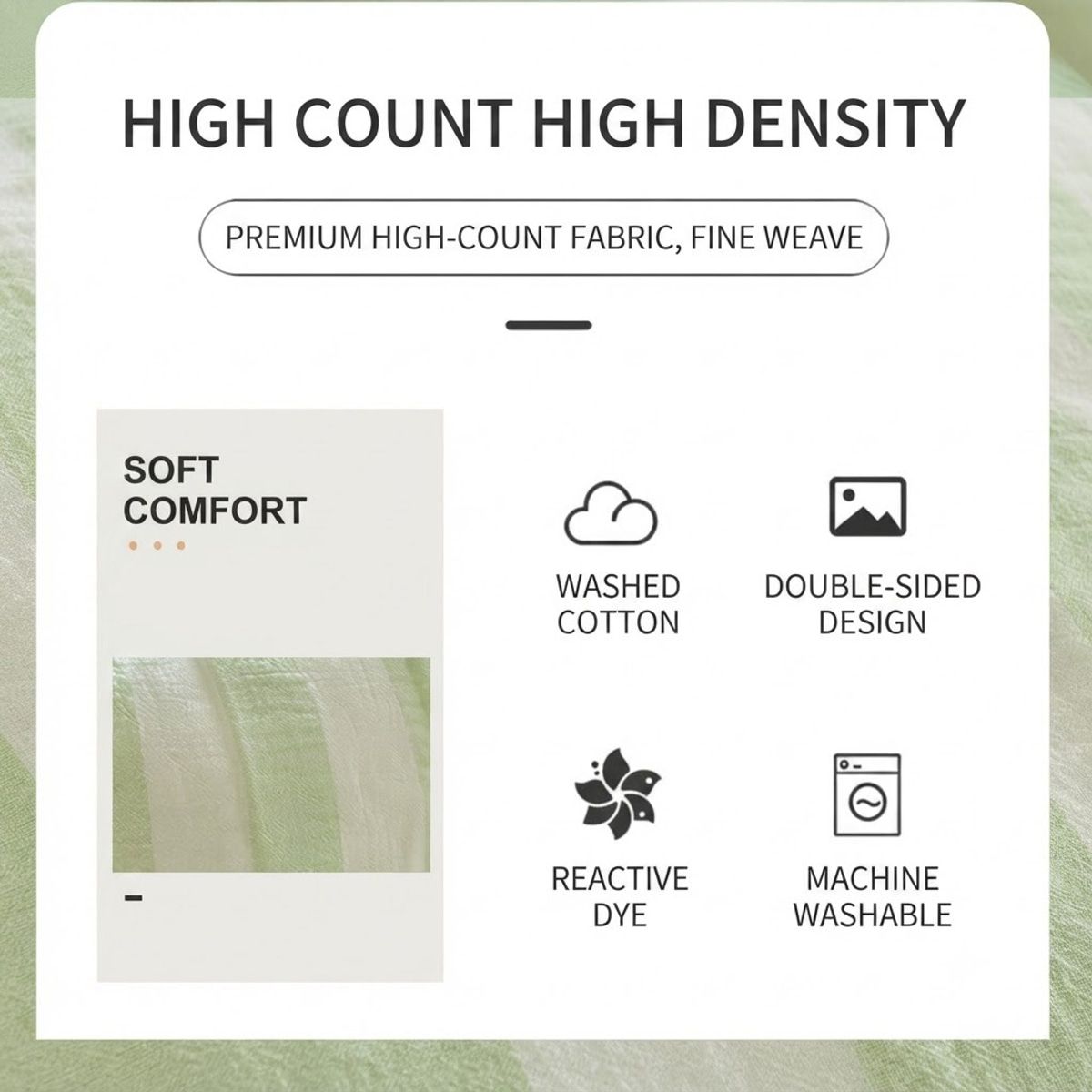 3 Pcs Washed Cotton Queen Duvet Cover Set – Product View 14