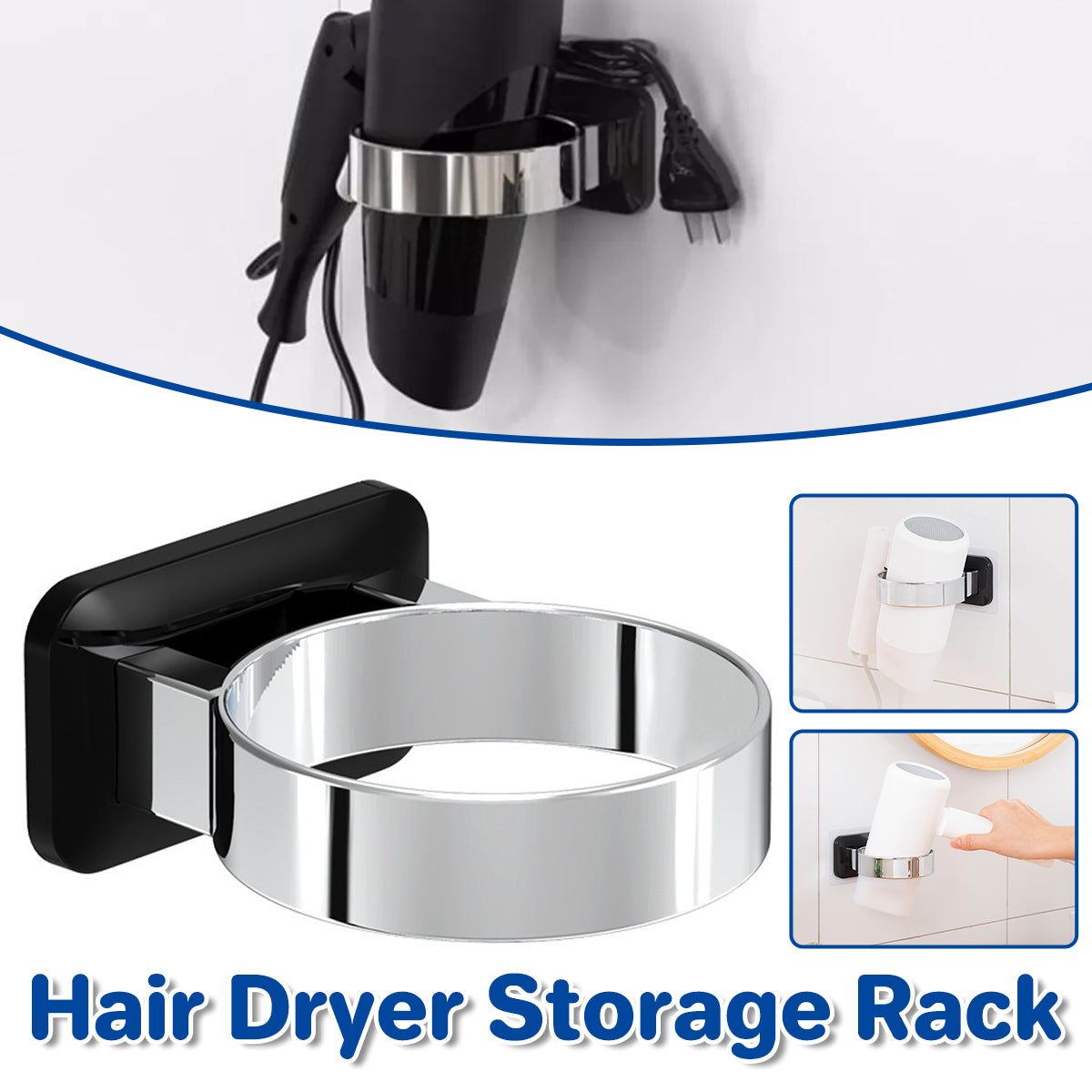 Hair Dryer Holder Rack Sturdy Wall Mount Toilet Bathroom Steel Stand Storage AU