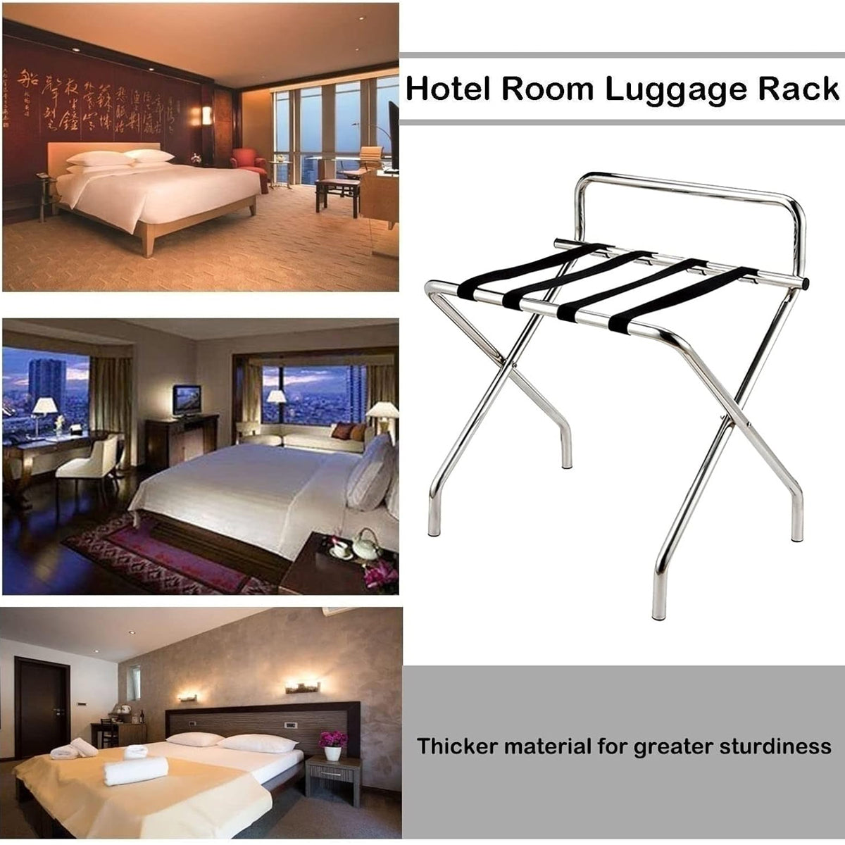 Stainless Steel Foldable Luggage Rack for Guest Rooms
