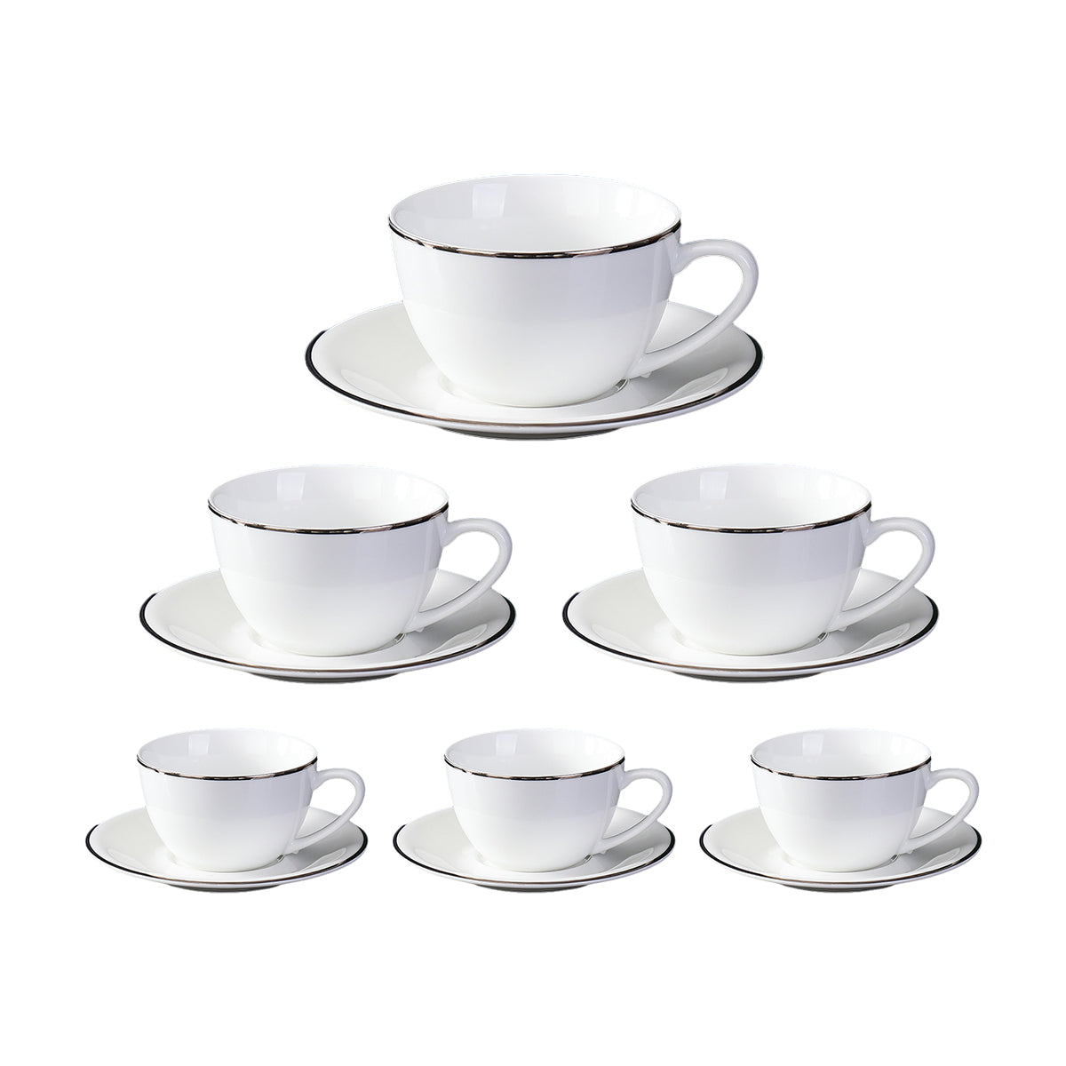6 Pcs Ceramic Coffee Cups with 6 Saucers
