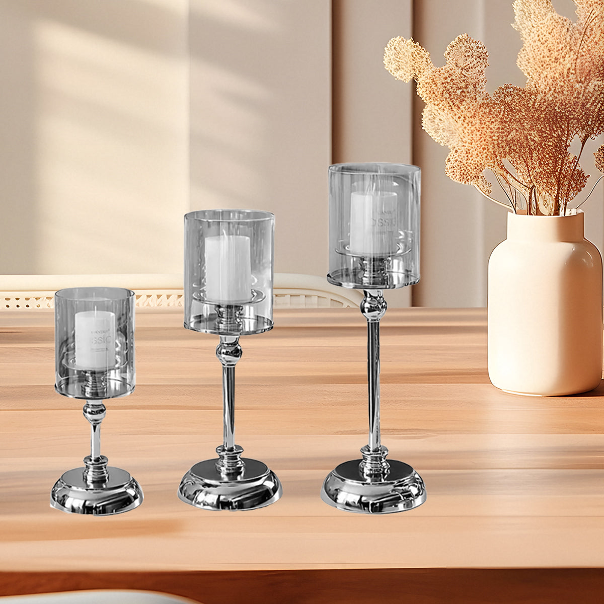 Metal Glass Candlestick Holder Decorative Table Ornaments Modern Home Decor