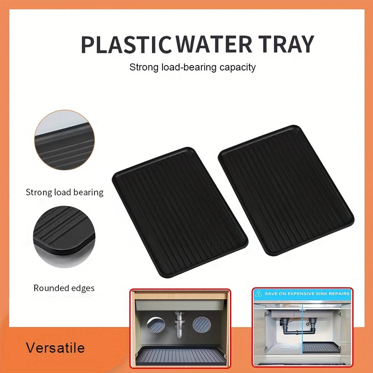 12 Pcs Rectangular PP Plastic Serving Tray Set Black
