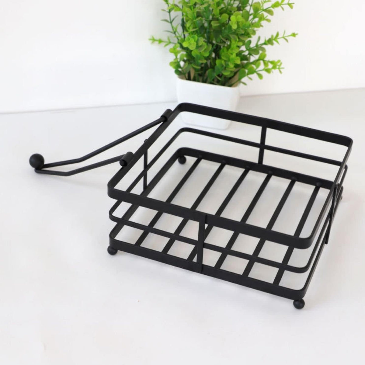 2Pcs Black Wrought Iron Napkin Holder Square Tissue Rack