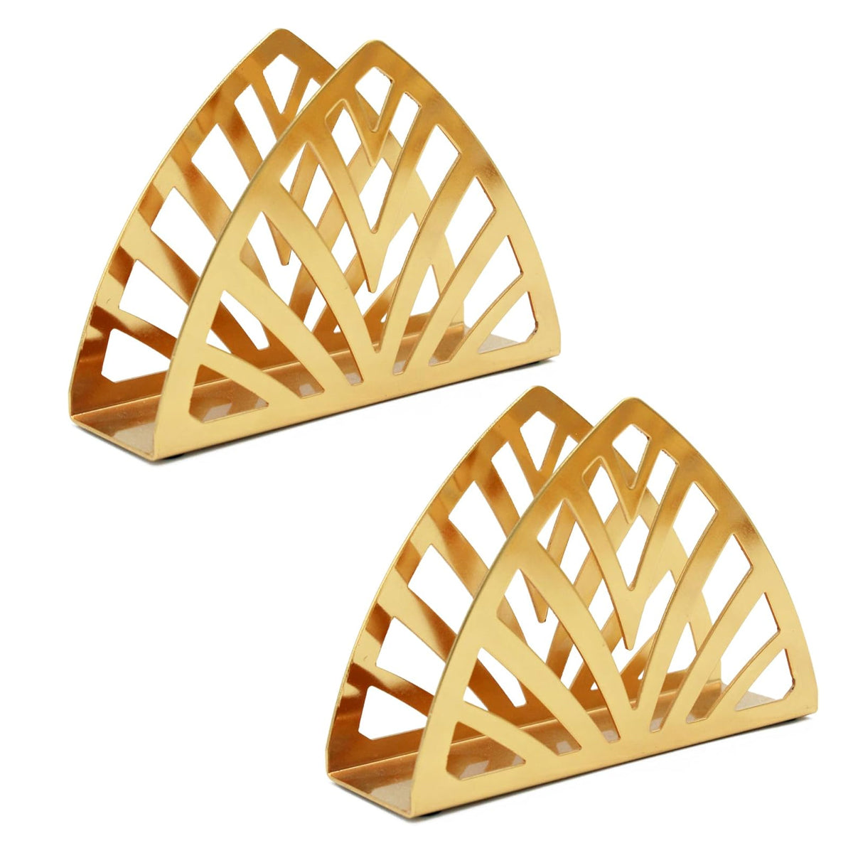 2 Pcs Napkin Holders with Geometric Openwork