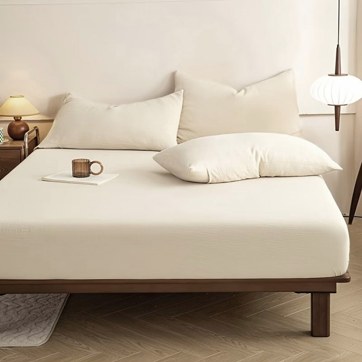 Beige Double-Layer Gauze Fitted Sheet 200 x 220cm – Size Guide