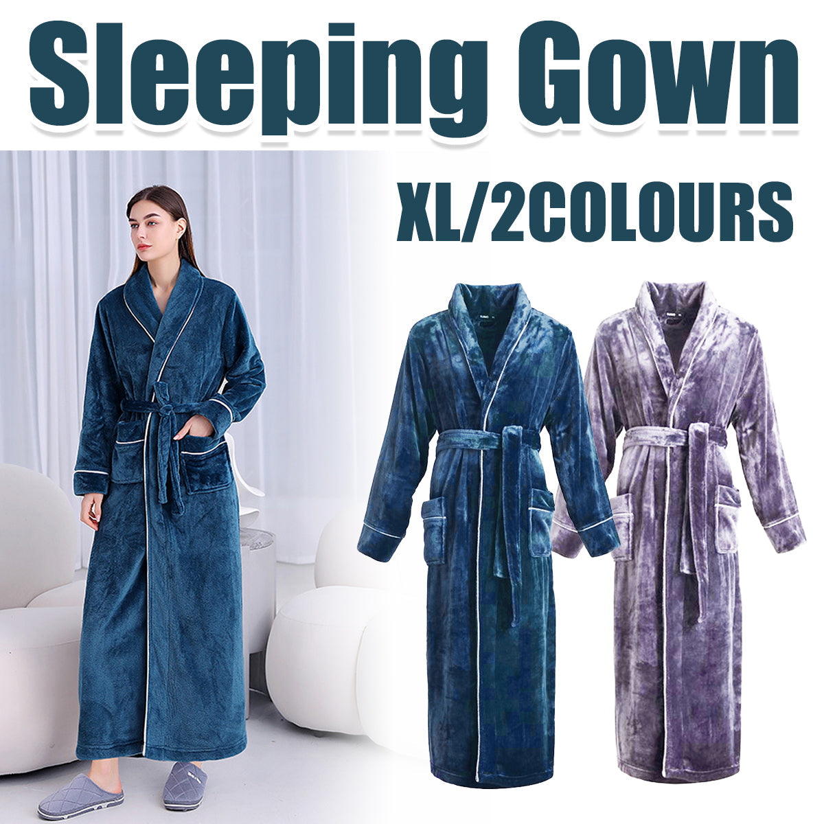 XL Hotel Bathrobe in Green or Purple Colour – Product View 15