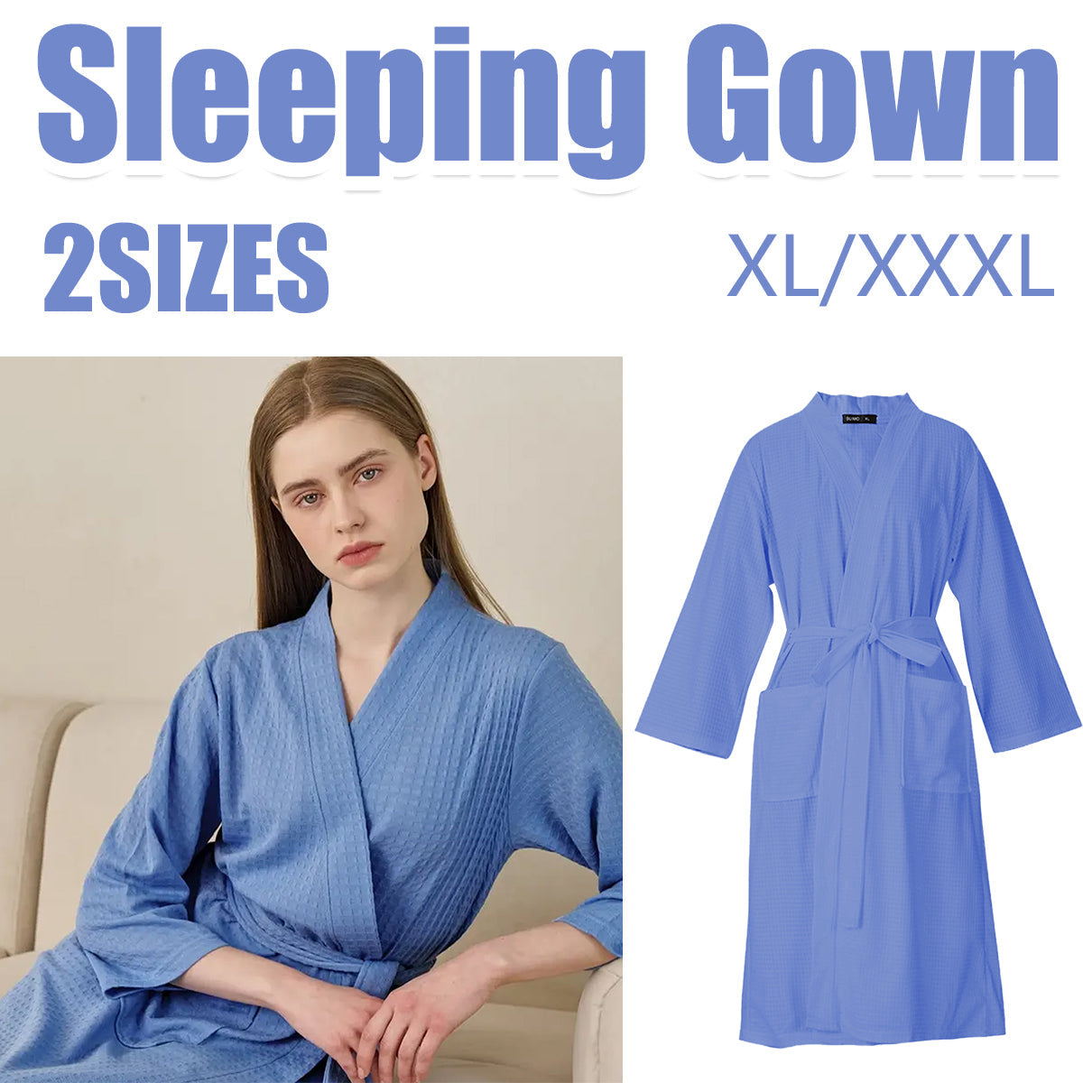 Blue Hotel Bathrobe in XL and XXXL Sizes – Product View 16