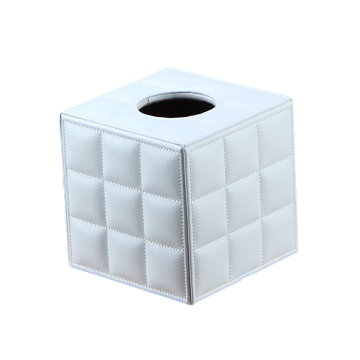 Premium PU Leather Square Tissue Box with Quilted Design