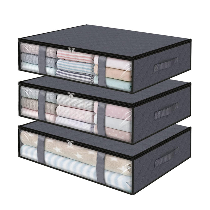 3 Pcs Underbed Storage Boxes with Handles
