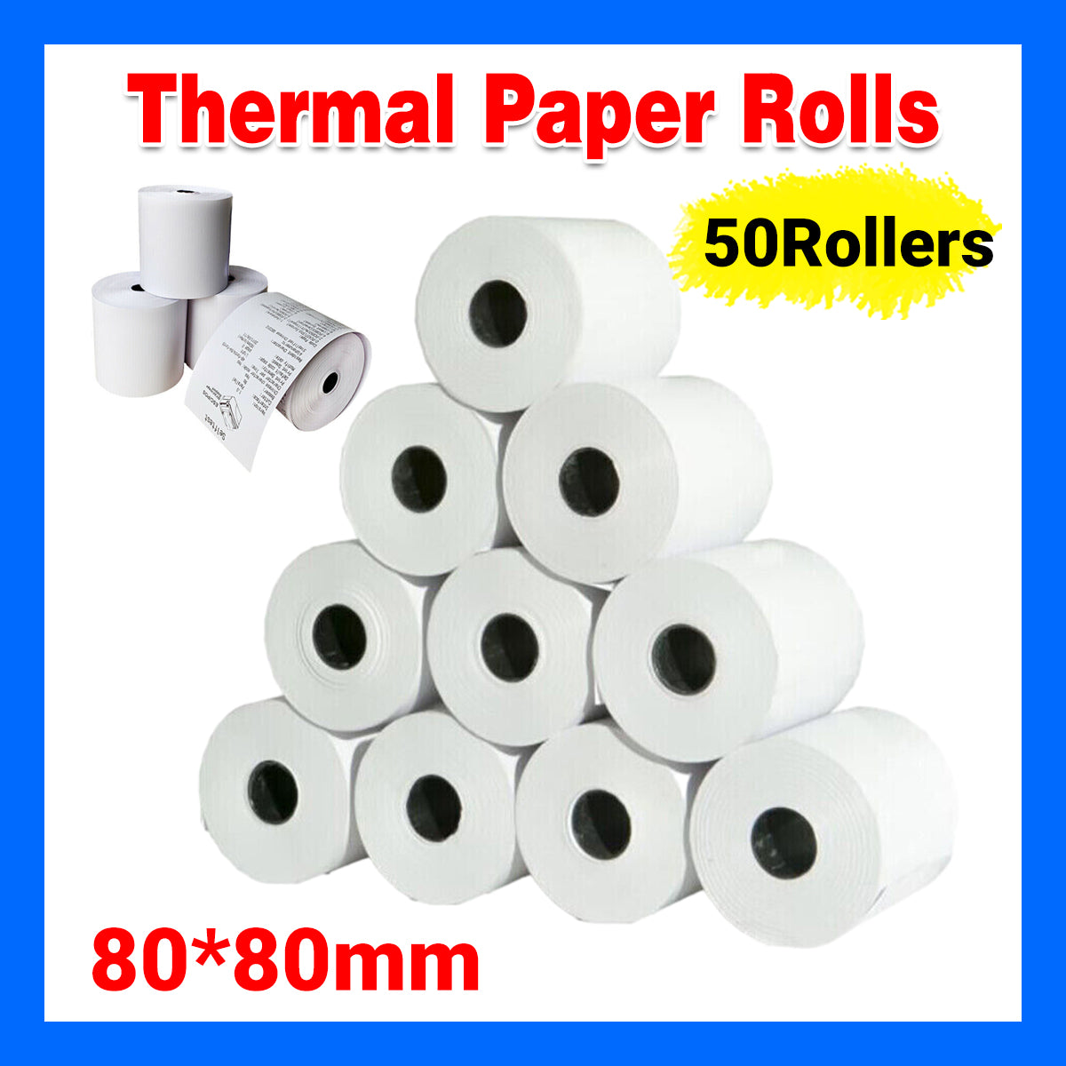 50 Rolls 80x80mm Thermal Paper for Cash Register POS Printer