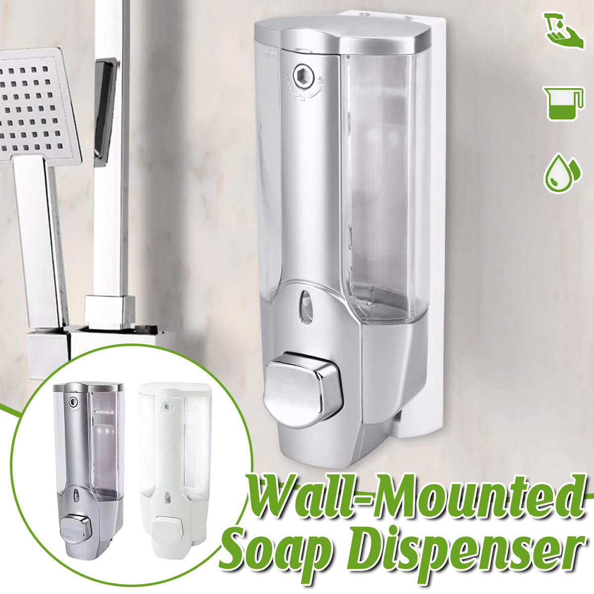 Wall-Mounted Manual Soap Dispenser 350ml Transparent ABS