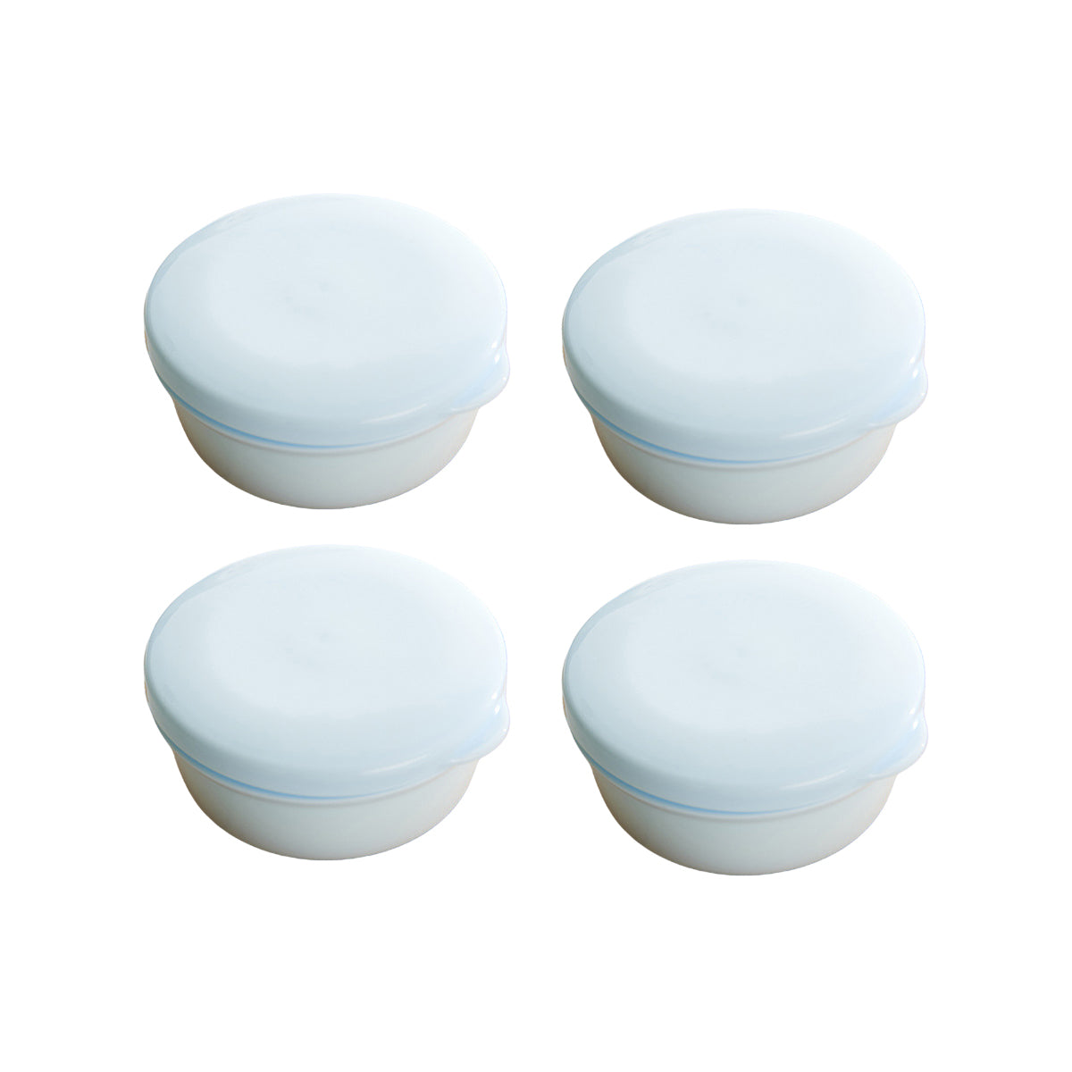 4 Pcs Round Soap Boxes with Draining Trays