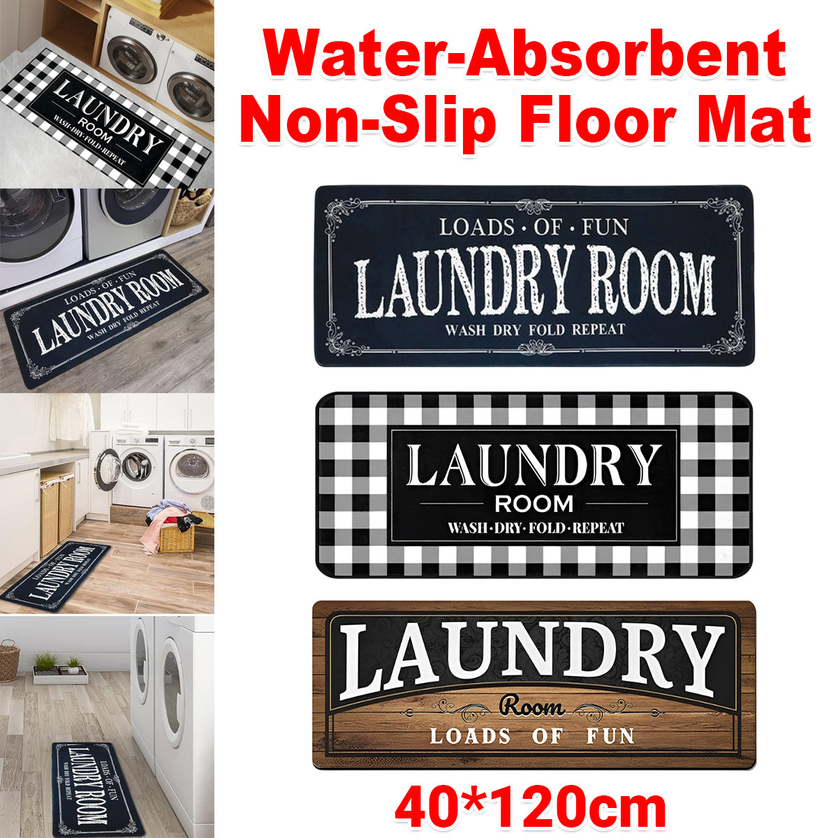 Absorbent Non Slip Mat Graffiti Letter Printed Rug for Bedroom and Entryway AU