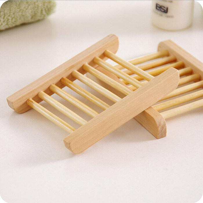 Wooden Soap Dish with Raised Drainage Rods